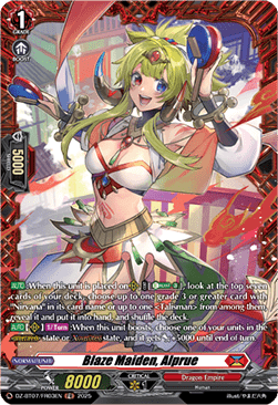 Blaze Maiden, Alprue  (V.2 - Frame Rare) - Moon Fangs & Cerulean Blaze (Frame Rare) [DZ-BT07-FR03]