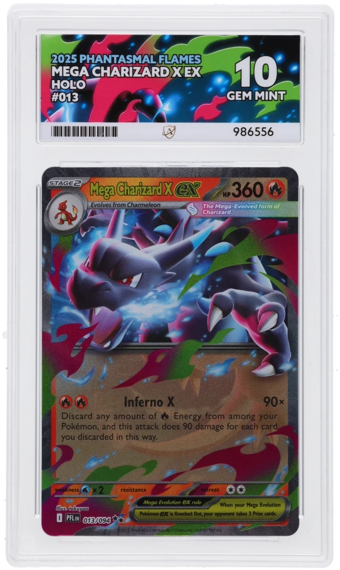 2025 Pokemon Phantasmal Flames - Mega Charizard X ex #013- Ace 10 986556