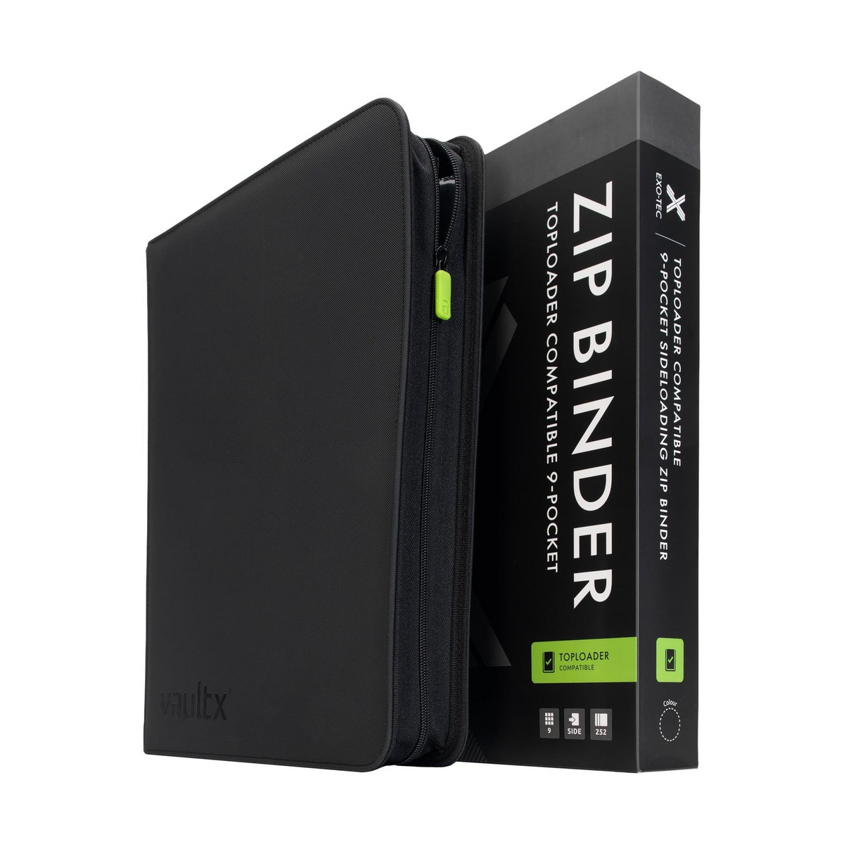 Vault X - 9-Pocket Exo-Tec Toploader Compatible Zip Binder - Black