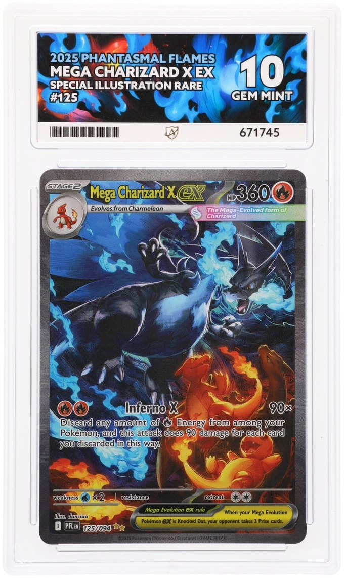 2025 Pokemon Phantasmal Flames - Mega Charizard X ex #125- Ace 10 671745