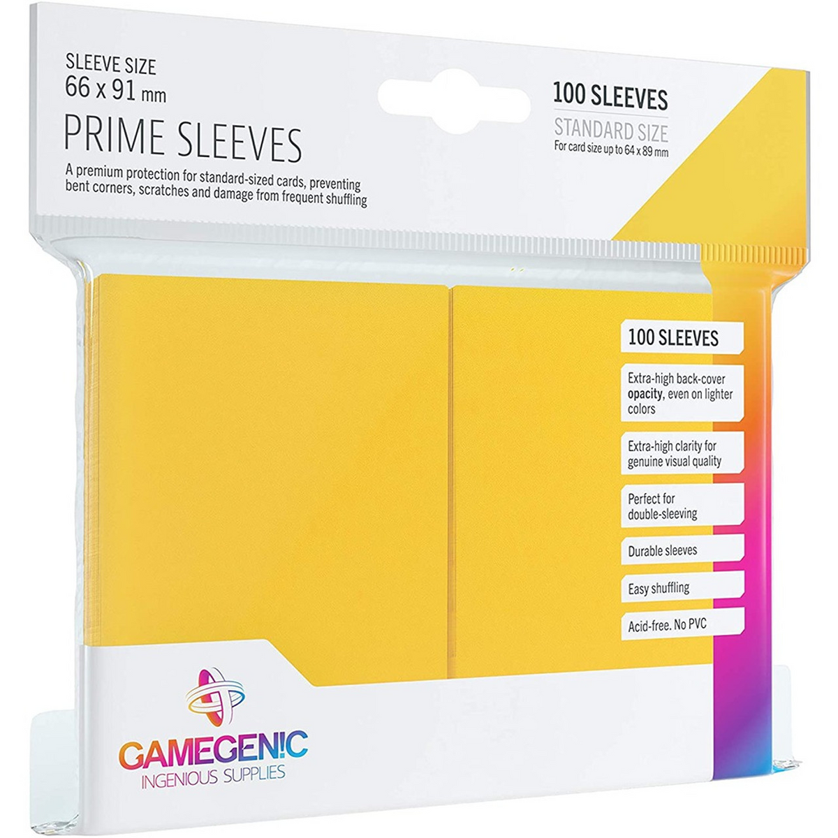 Gamegenic - Standard Size Prime Sleeves - Yellow (100 ct.)