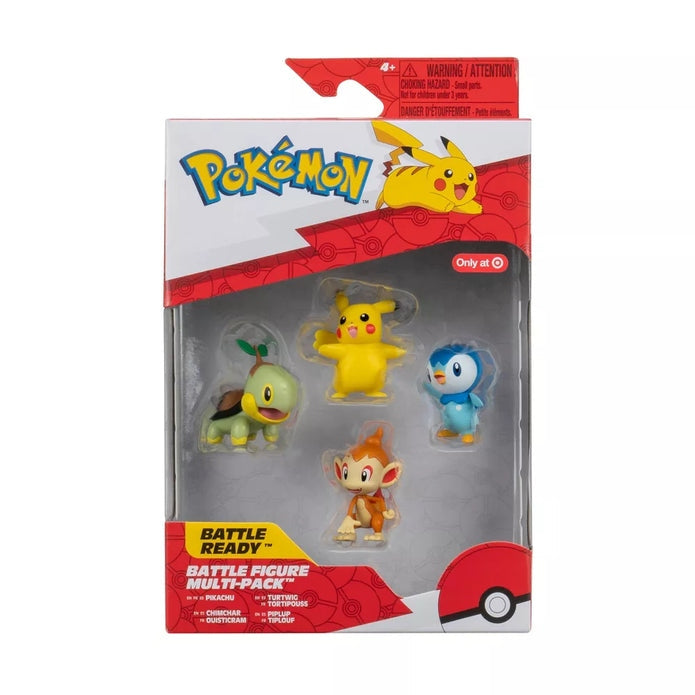 Pokemon - Battle Figure Set - Pikachu, Turtwig, Chimchar & Piplup