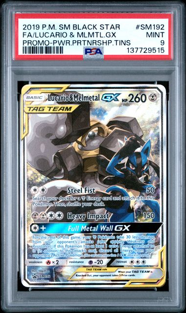 2019 Pokemon Black Star Promo - Lucario & Melmetal GX #SM192 - PSA 9 137729515