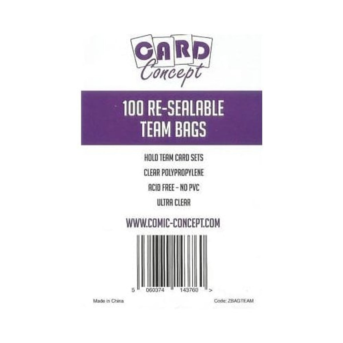 Card Concept - Re-Sealable Team Bags 100ct