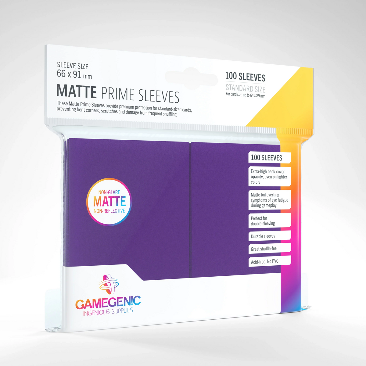 Gamegenic - Standard Size Matte Prime Sleeves - Purple (100 ct.)