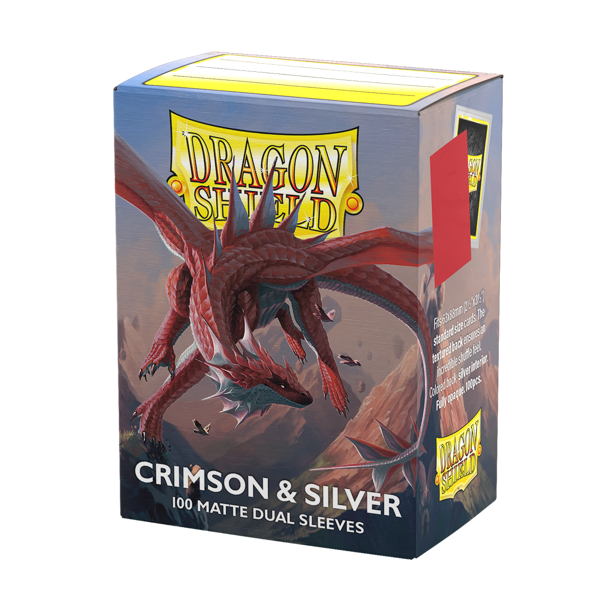 Dragon Shield - Dual Matte Standard Size Sleeves 100pk - Crimson & Silver