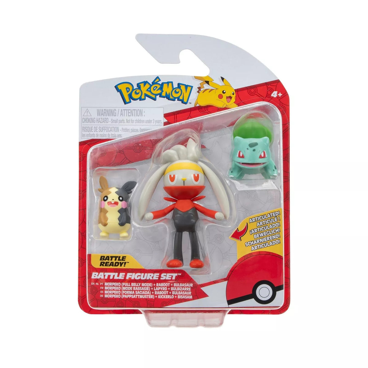 Pokemon - Battle Figure Set - Morpeko, Raboot & Bulbasaur