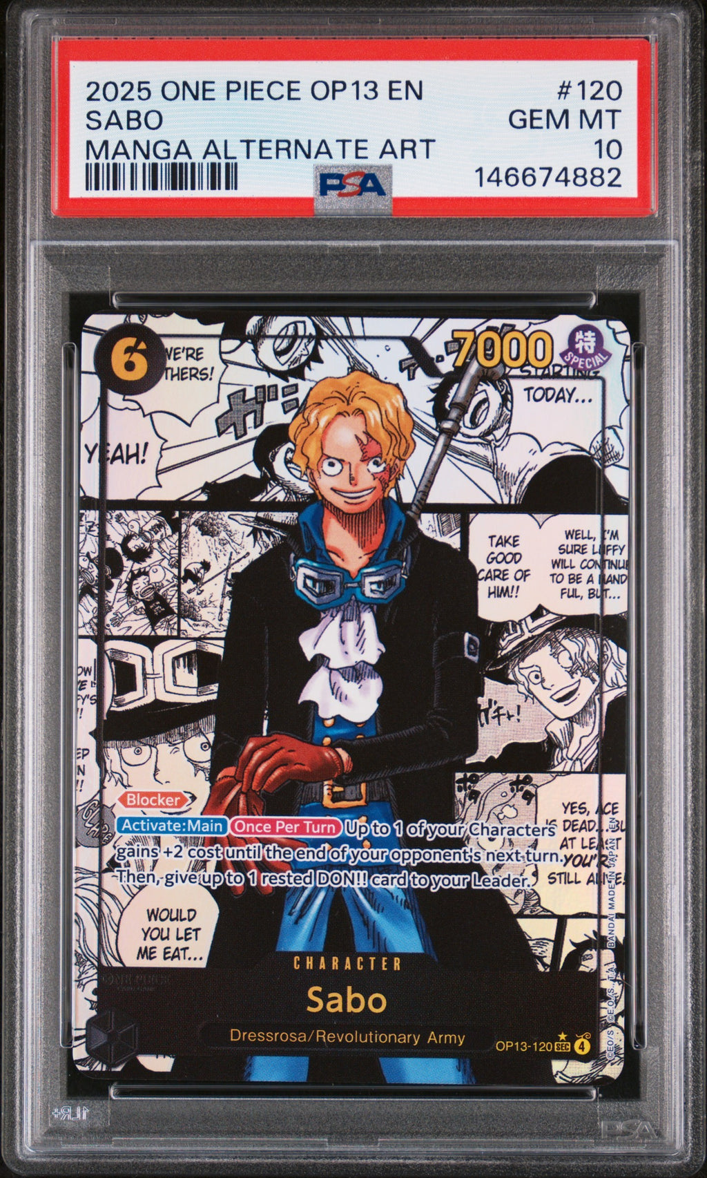 2025 One Piece Carrying on his Will - Sabo #120 Manga Alt Art - PSA Gem MT 10 146674882