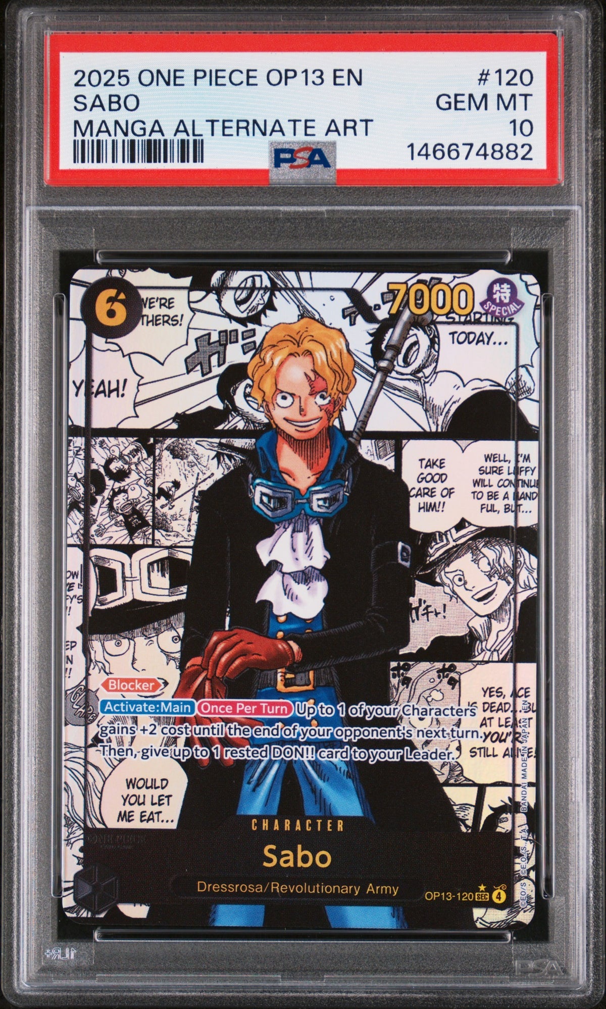 2025 One Piece Carrying on his Will - Sabo #120 Manga Alt Art - PSA Gem MT 10 146674882