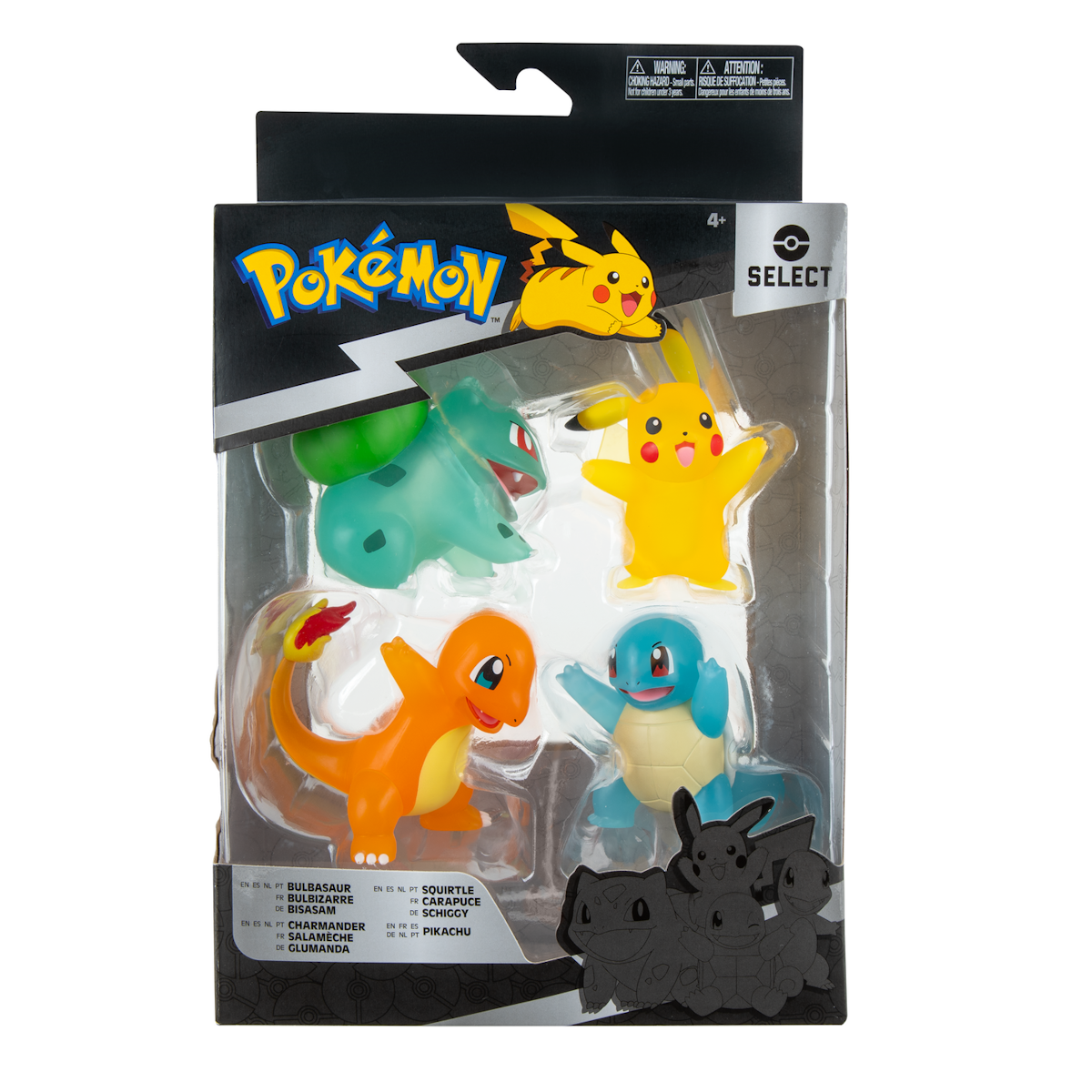 Pokemon - Select Battle Figures 4 Pack - Pikachu, Bulbasaur, Charmander & Squirtle
