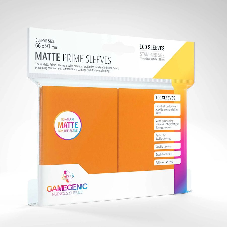 Gamegenic - Standard Size Matte Prime Sleeves - Orange (100 ct.)