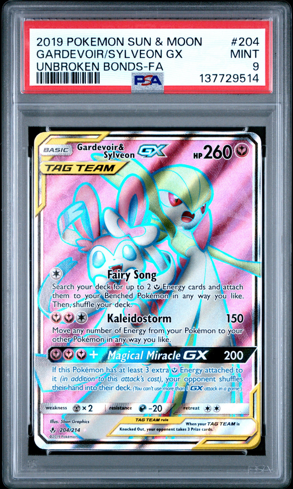 2019 Pokemon Unbroken Bonds - Gardevoir & Sylveon #204- PSA 9 137729514