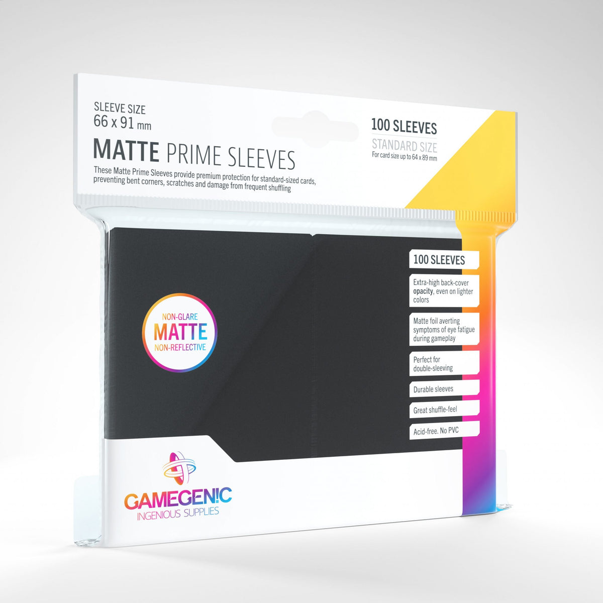 Gamegenic - Standard Size Matte Prime Sleeves - Black (100 ct.)