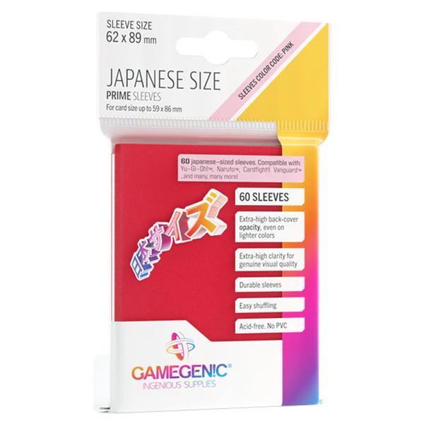 Gamegenic - Japanese Size Prime Sleeves - Red (60 ct.)